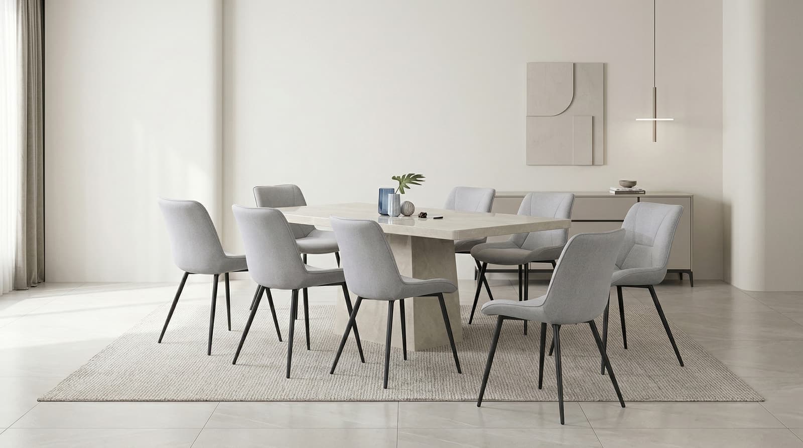 1+8 Marble Dining Set (2100mm) (T607 + C2401-LG)